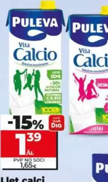 Oferta de Puleva - Leche Calcio Semidesnatada/Desnatada  por 1,39€ en Dia