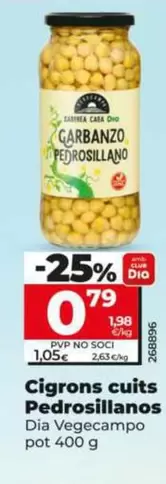 Oferta de Dia Vegecampo - Garbanzos Cocidos Pedrosillanos  por 0,79€ en Dia