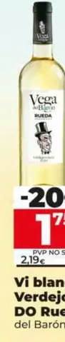 Oferta de Vega Del Barón - Vino Blanco Verdejo-Viura D.O. Rueda  por 1,75€ en Dia