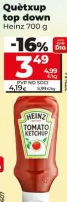 Oferta de Heinz - Ketchup Top Down  por 3,49€ en Dia