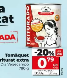 Oferta de Dia Vegecampo - Tomate Triturado Extra por 0,79€ en Dia
