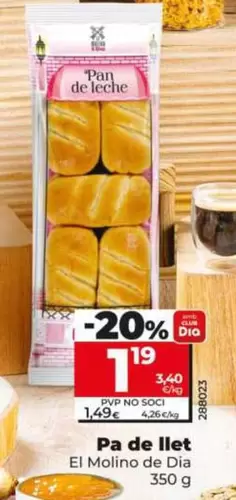 Oferta de El Molino De Dia - Pan De Leche  por 1,19€ en Dia