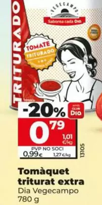 Oferta de Dia Vegecampo - Tomate Triturado Extra  por 0,79€ en Dia