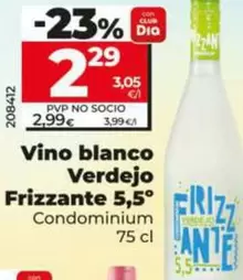 Oferta de Condominium - Vino Blanco Verdejo Frizzante 5,5º  por 2,29€ en Dia