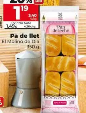 Oferta de El Molino De Dia - Pan De Leche  por 1,19€ en Dia