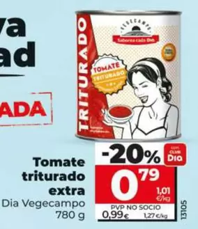 Oferta de Dia Vegecampo - Tomate Triturado Extra por 0,79€ en Dia