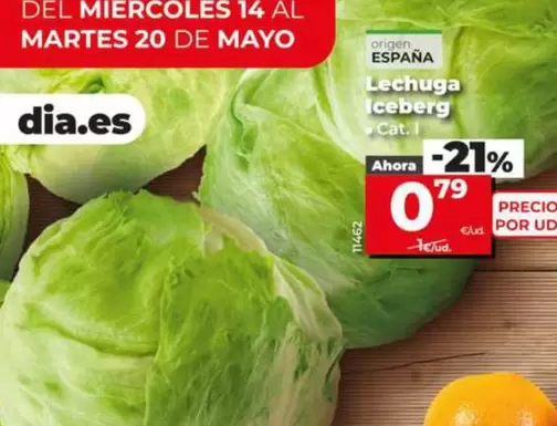 Oferta de Lechuga Iceberg por 0,79€ en Dia