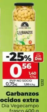 Oferta de Dia Vegecampo - Garbanzos Cocidos Extra por 0,56€ en Dia