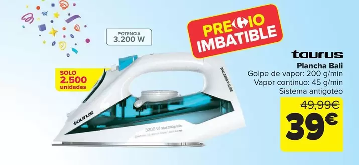Oferta de Taurus - Plancha Bali por 39€ en Carrefour