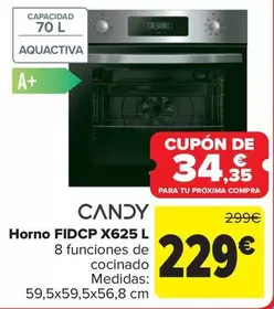Oferta de Candy - Horno FIDCP X625 L por 229€ en Carrefour