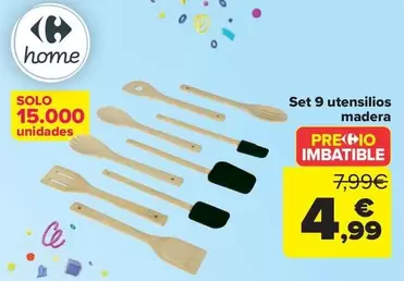 Oferta de Set 9 Utensilios Madera por 4,99€ en Carrefour