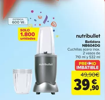 Oferta de Nutribullet - Batidora NB604DG por 39,9€ en Carrefour