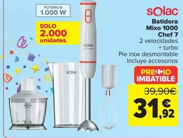 Oferta de Solac - Batidora Mixo 1000 Chef 7 por 31,92€ en Carrefour
