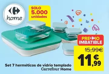 Oferta de Carrefour Home - Set 7 Herméticos De Vidrio Templado   por 11,99€ en Carrefour