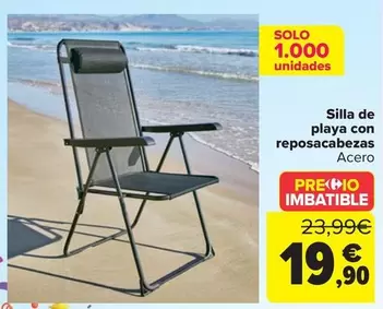 Oferta de Silla De Playa Con Reposacabezas por 19,9€ en Carrefour