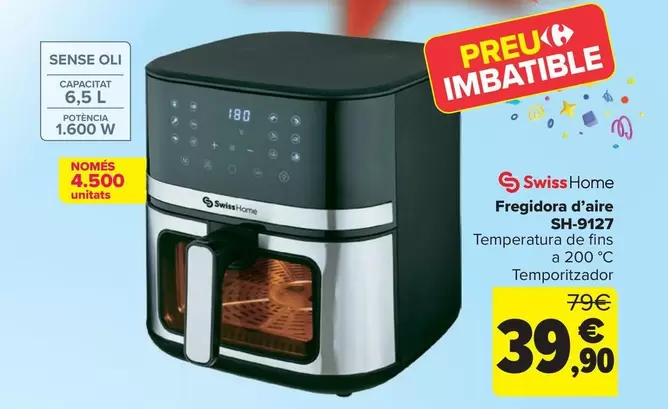 Oferta de SwissHome - Freidora De Aire SH-9127 por 39,9€ en Carrefour