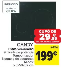Oferta de Candy - Placa CI633CE1 por 199€ en Carrefour