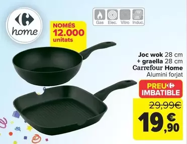 Oferta de Carrefour Home - Set Wok  + Grill  por 19,9€ en Carrefour