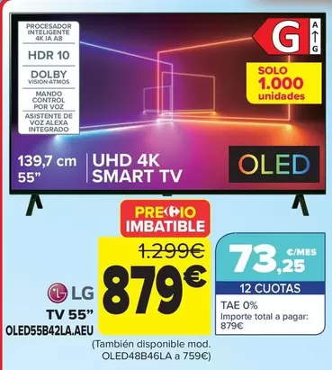 Oferta de Lg - Tv 55"  Oled55b42laaeu por 879€ en Carrefour