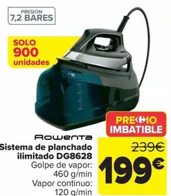 Oferta de Rowenta - Sistema De Planchado  Ilimitado Dg8628 por 199€ en Carrefour