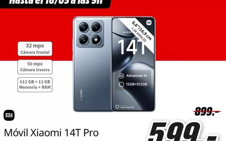 Oferta de Xiaomi - Móvil 14T Pro por 599€ en MediaMarkt