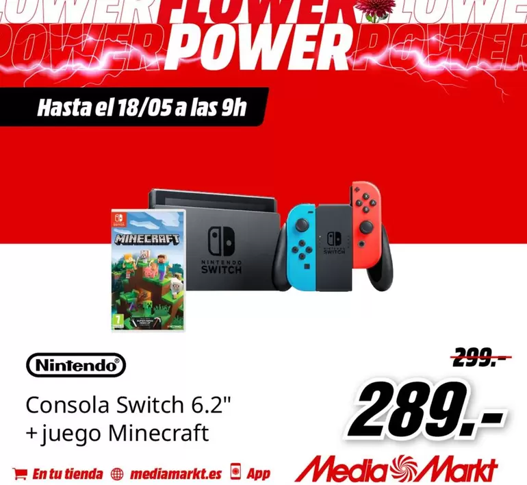 Oferta de Minecraft - Consola Switch 6.2" + Juego por 289€ en MediaMarkt