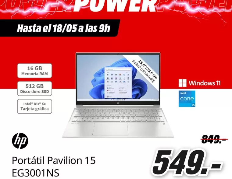 Oferta de Ram - Portátil Pavilion 15 E63001ns por 549€ en MediaMarkt