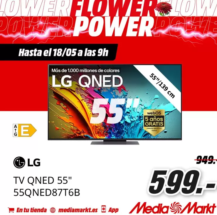 Oferta de LG - Tv Qned 55" 55qned87t6b por 599€ en MediaMarkt