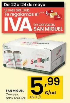 Oferta de San Miguel - Cerveza por 5,99€ en Eroski