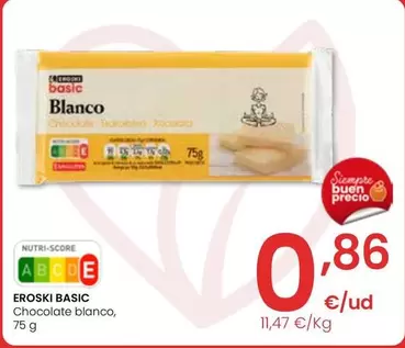 Oferta de Eroski Basic - Chocolate Blanco por 0,86€ en Eroski