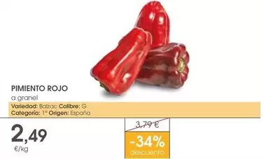 Oferta de Origen - Pimiento Rojo por 2,49€ en Supermercados Plaza