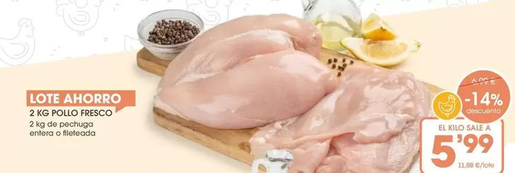 Oferta de 2 Kg Pollo Fresco por 5,99€ en Supermercados Plaza