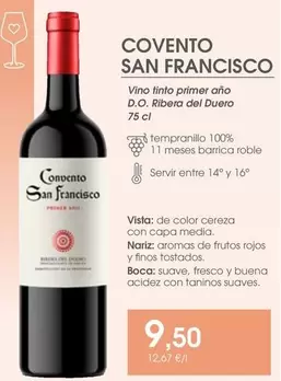 Oferta de Francisco - Vino Tinto Pimiento D.o. Ribera Del Duero por 9,5€ en Supermercados Plaza