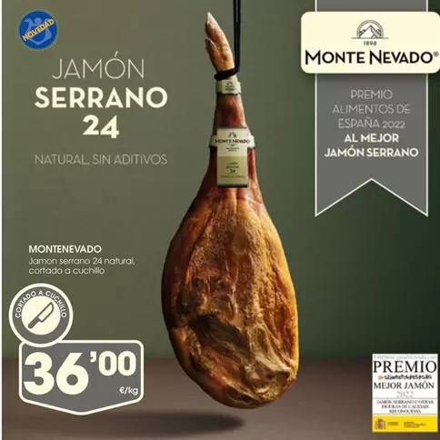 Oferta de Monte Nevado - Jamon Serrano 24 Naturea por 36€ en Supermercados Plaza