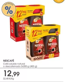 Oferta de Nescafé - Café Soluble Natural O Descafeinado por 12,99€ en Supermercados Plaza