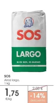 Oferta de Sos - Arroz Largo por 1,75€ en Supermercados Plaza