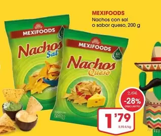 Oferta de Mexifoods - Nachos Con Sal O Sabor Queso por 1,79€ en Supermercados Plaza