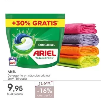 Oferta de Ariel - Detergente En Capsulas Original por 9,95€ en Supermercados Plaza