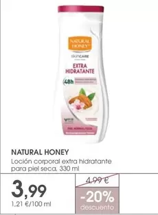 Oferta de Natural Honey - Locion Corporal Extra Hidratante Para Piel Seca por 3,99€ en Supermercados Plaza