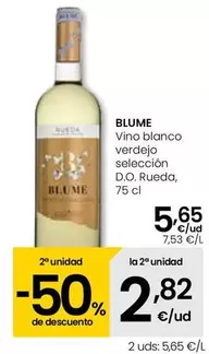 Oferta de Blume - Vino Blanco Verdejo Seleccion D.o. Rueda por 5,65€ en Eroski