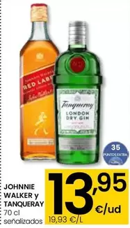 Oferta de Johnnie Walker -  Y Tanqueray  Señalizados  por 13,95€ en Eroski