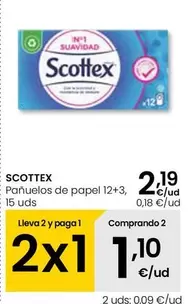 Oferta de Scottex - Panuelos De Papel 12+3 por 2,19€ en Eroski