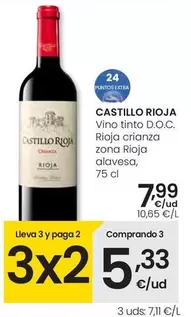 Oferta de Castillo Rioja - Vino Tinto D.o.c. Rioja Crianza Zona Roja Alavesa por 7,99€ en Eroski