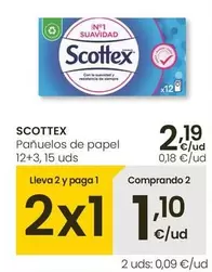 Oferta de Scottex - Panuelos De Papel 12+3 por 2,19€ en Eroski