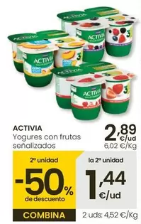 Oferta de Activia - Yogur Con Frutas Senalizados por 2,89€ en Eroski