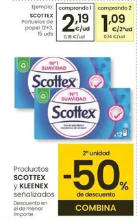 Oferta de Scottex - Pañuelos De Papel 12+3 por 2,19€ en Eroski
