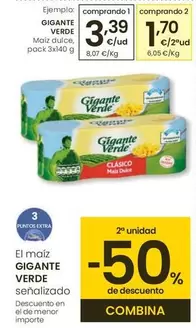 Oferta de Gigante Verde - Maíz Dulce por 3,39€ en Eroski