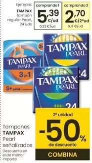 Oferta de Tampax - Tampón Regular Pearl por 5,39€ en Eroski