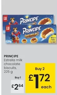 Oferta de Príncipe - Estrella Milk Chocolate Biscuits por 2,64€ en Eroski