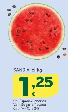 Oferta de Sandía por 1,25€ en HiperDino